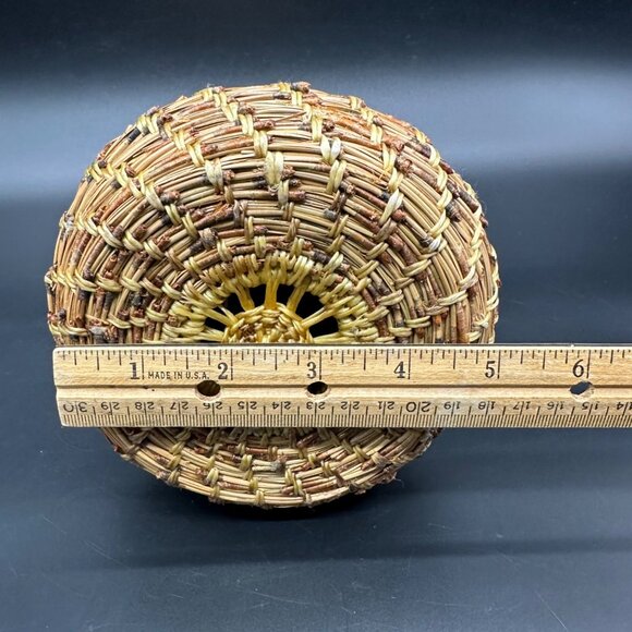 Handwoven Pine Needle Grass Basket Vase Decorative Rustic Boho Home Decor - Picture 10 of 13